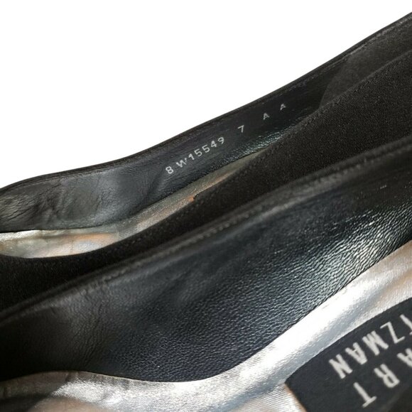 STUART WEITZMAN BLACK FABRIC BLOCK HEEL PUMPS 7 AA - Picture 8 of 9